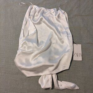 Zara White, Silk Effect Halter Top